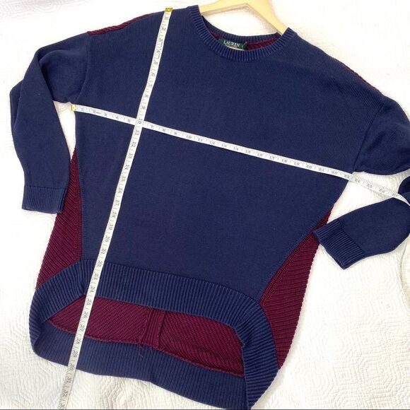 Lauren RL navy Maroon colorblock slouchy sweater - Picture 4 of 6